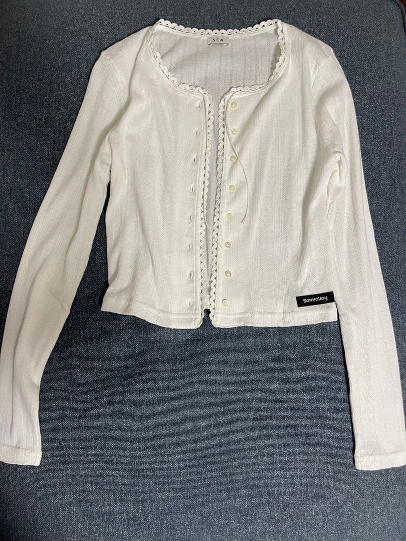 トップス SEA EYELET RIBBED SLEEVELESS CARDIGAN