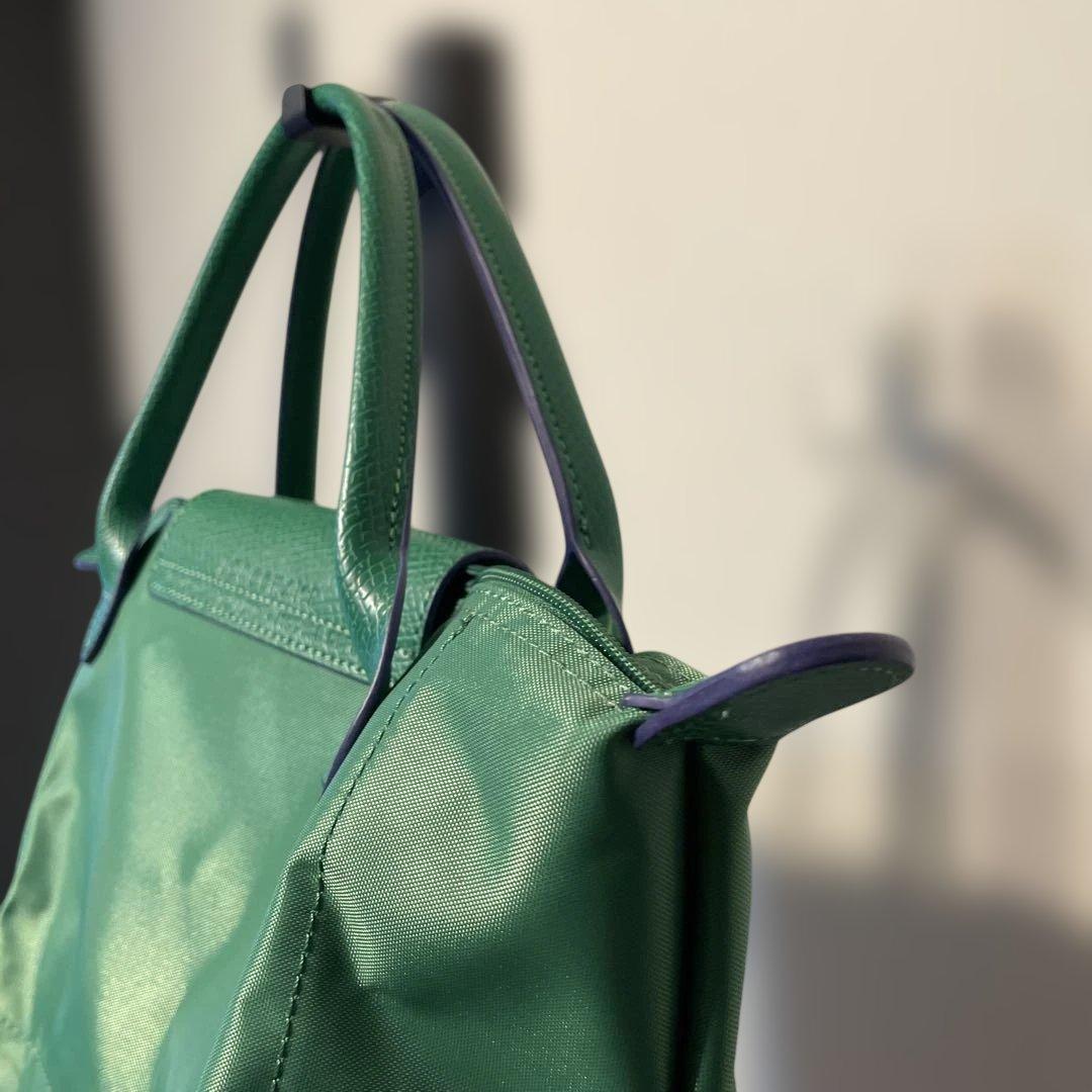 Longchamp ルプリアージュ クラブ トップハンドルS グリーン×ブルー
