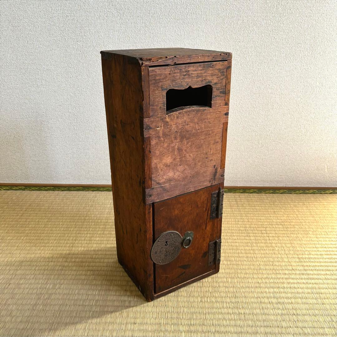 古い　葉書入れ　郵便入　小物入れ　小引き出し　明治　戦前　古民芸　古民具　古家具