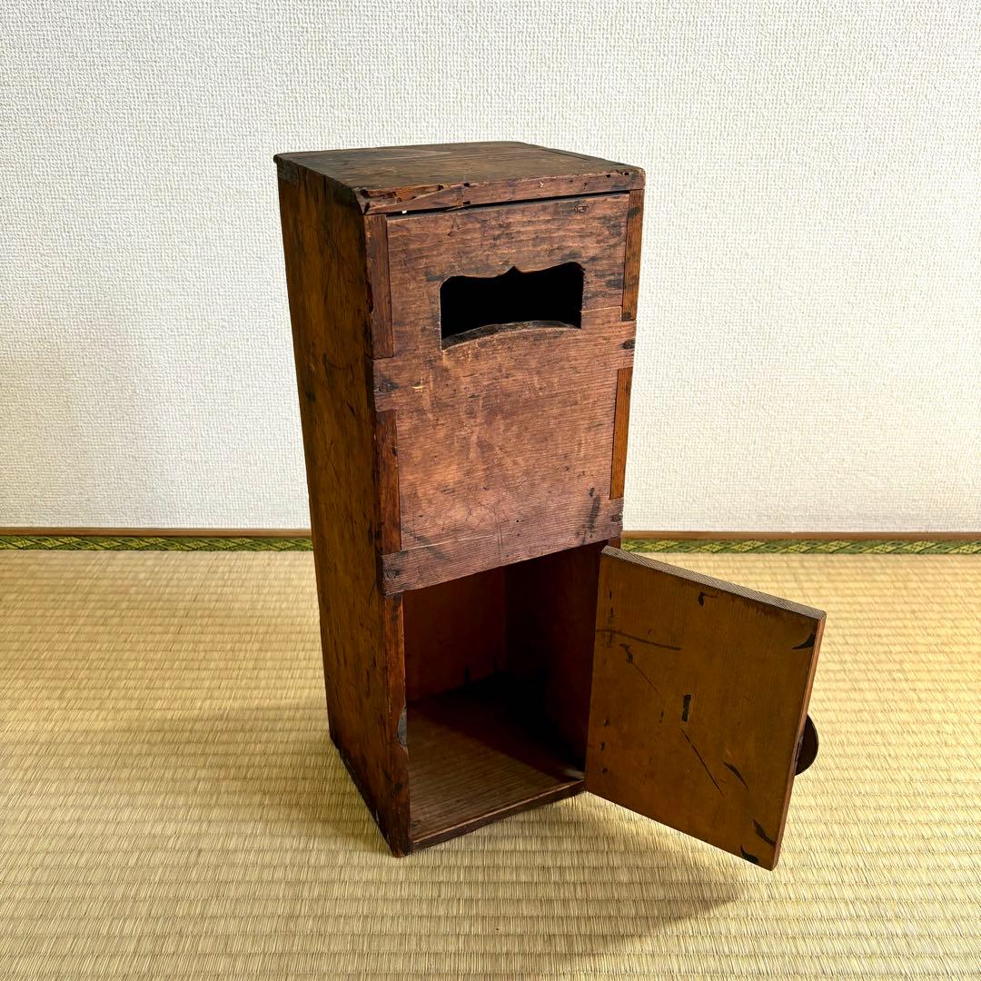 古い　葉書入れ　郵便入　小物入れ　小引き出し　明治　戦前　古民芸　古民具　古家具