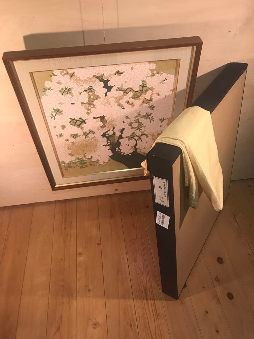 橋本明治　「桜」　木版画　刷り込みサイン・落款・作品証明シール有り