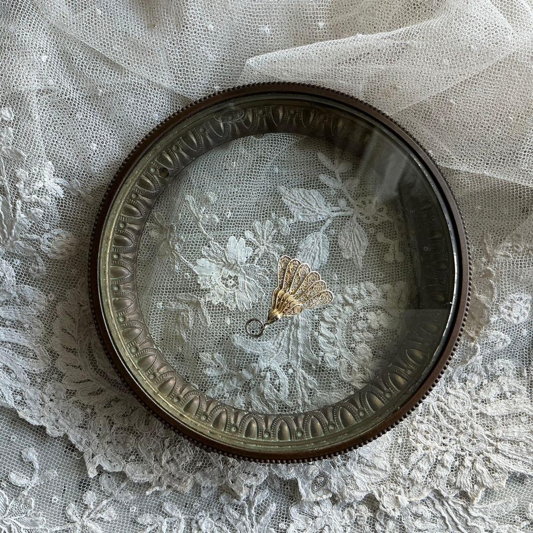 フランスアンティーク　ミニチュア　エヴァンタイユ　扇子　ミニョネット　ペンダント