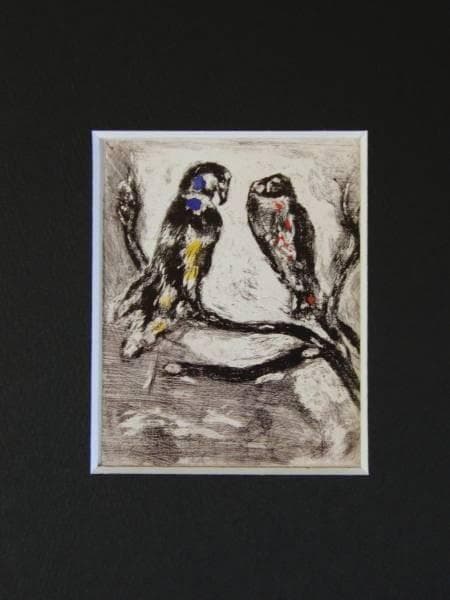 シャガール、鷲とフクロウ、希少画集画、新品高級額、額装付、状態良好