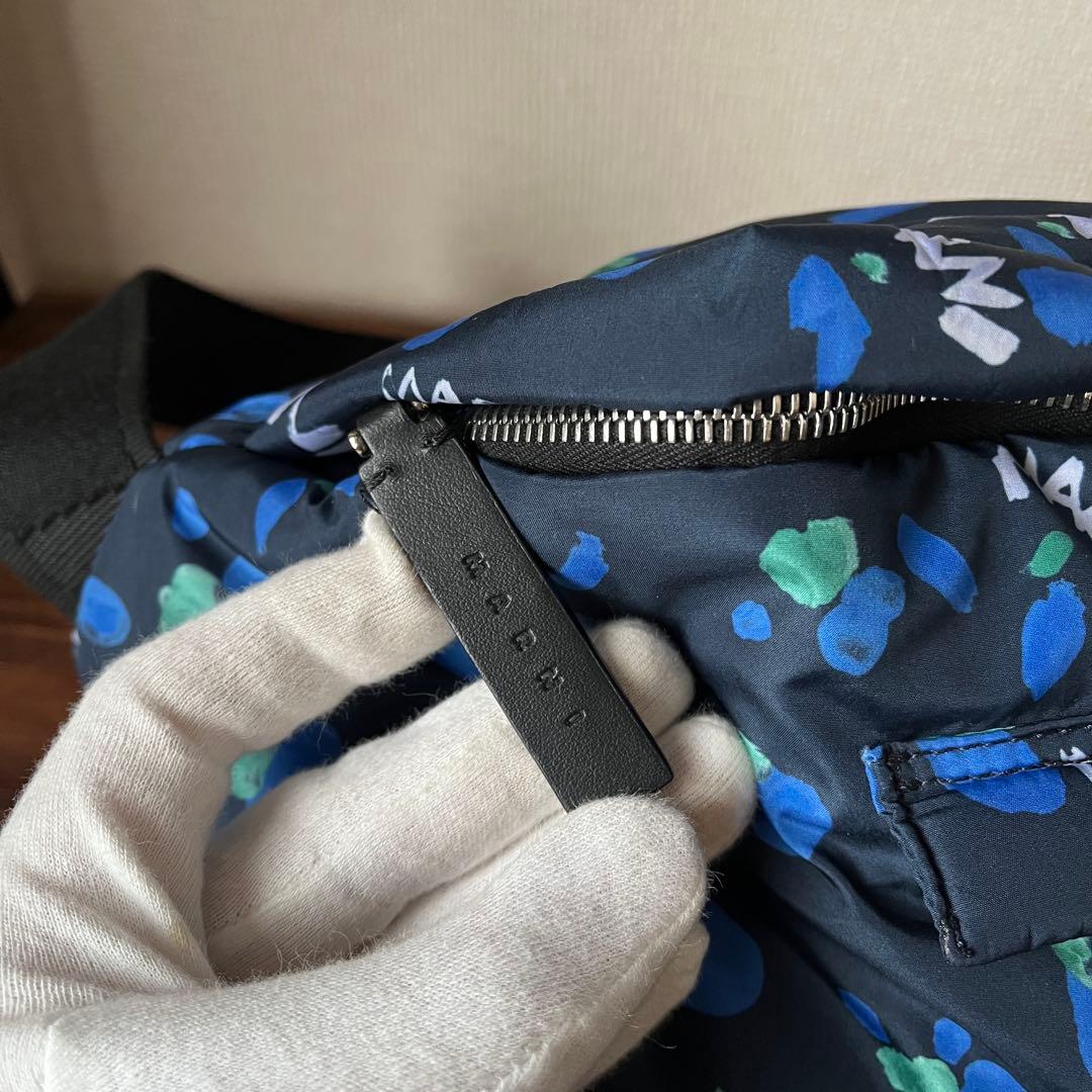 【美品！！】MARNIマルニ ボディバッグ ナイロン ブルー フラワー 花柄