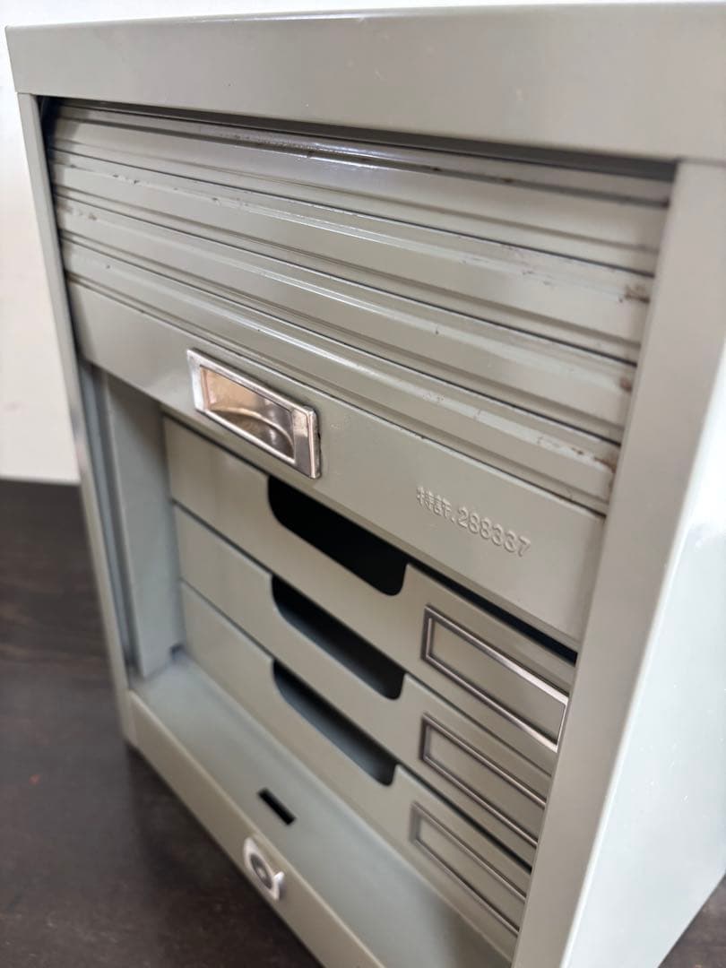 昭和レトロ PLUS 5段 スチール製レターケース 引出し 書類ケース 収納棚