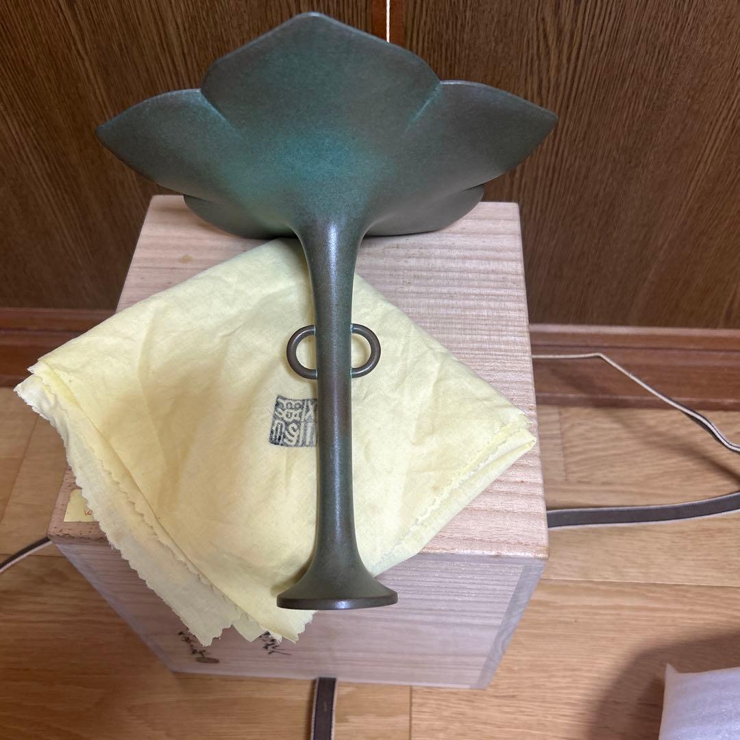 茶道具/花入 金谷五郎三郎作　『青銅桔梗形花入』 共箱