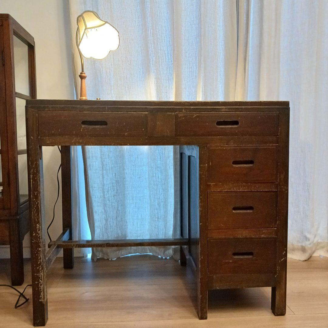 【古道具】昭和レトロ　片袖机　勉強机