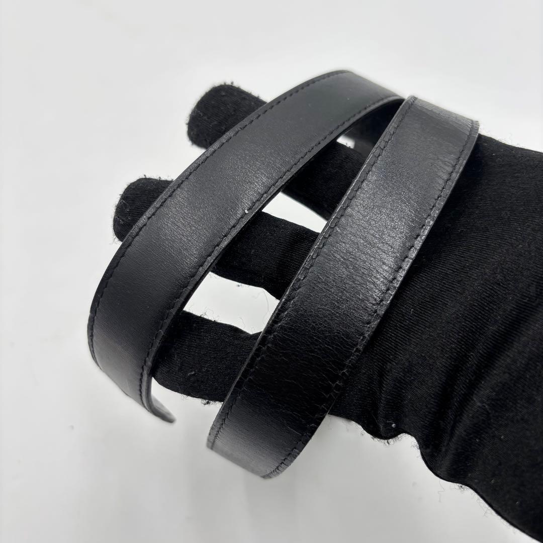 HERMES エルメス リバーシブル レザー ベルト Hバックル 黒　茶