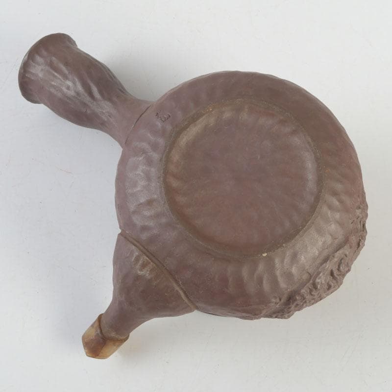 煎茶道具　萬古焼　英山造　紫砂　朱泥　鳥顔出　横手急須　V　9620