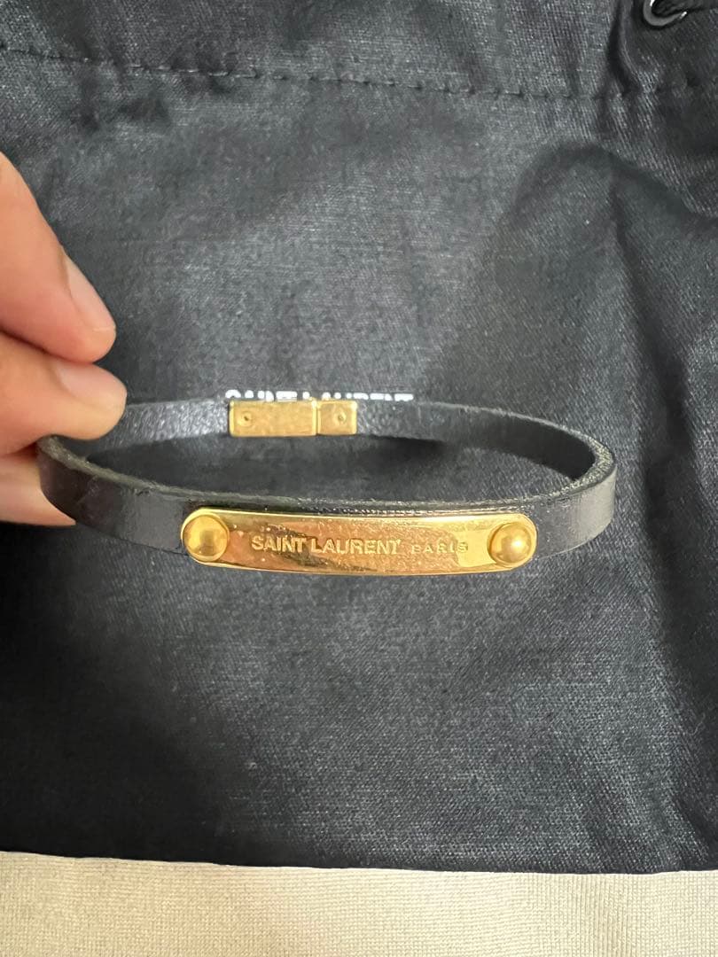 【美品】SAINT LAURENT IDプレートブレスレット ゴールド