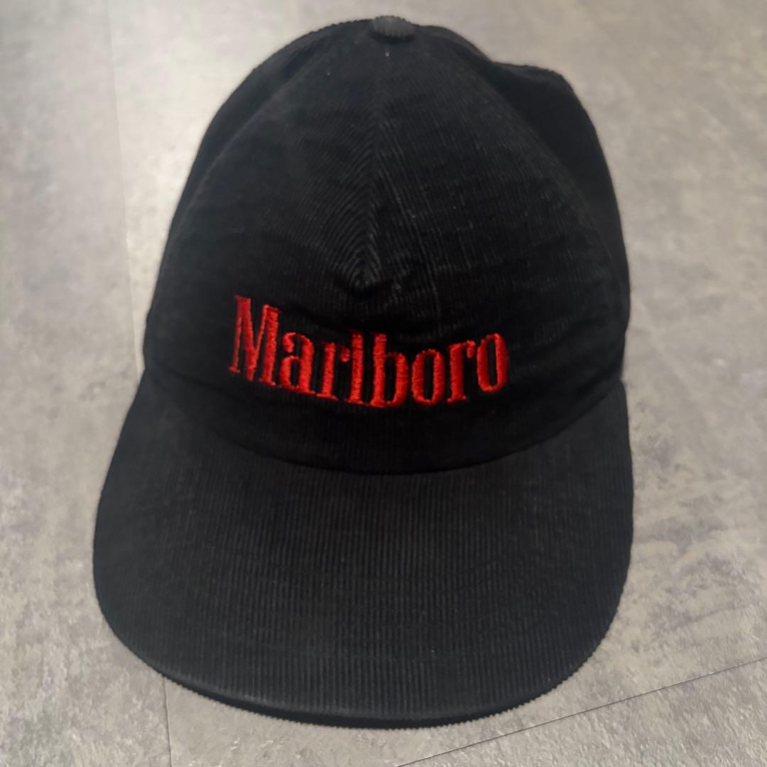 90s Marlboro コーデュロイ ブラック キャップ USA