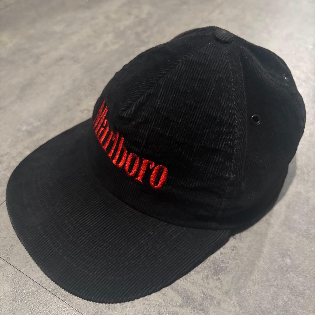 90s Marlboro コーデュロイ ブラック キャップ USA