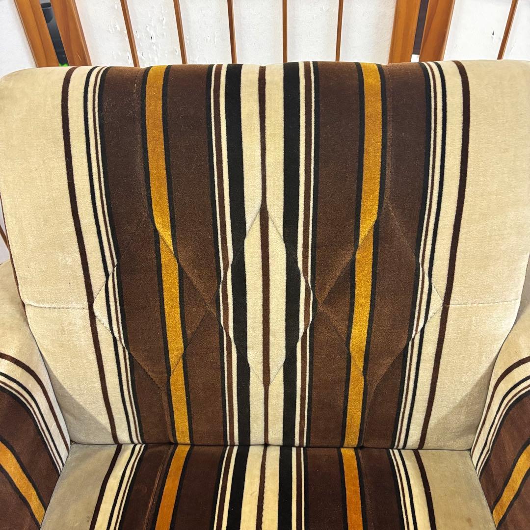 1人掛けチェア モケットソファ モケットストライプソファ レトロ ヴィンテージ