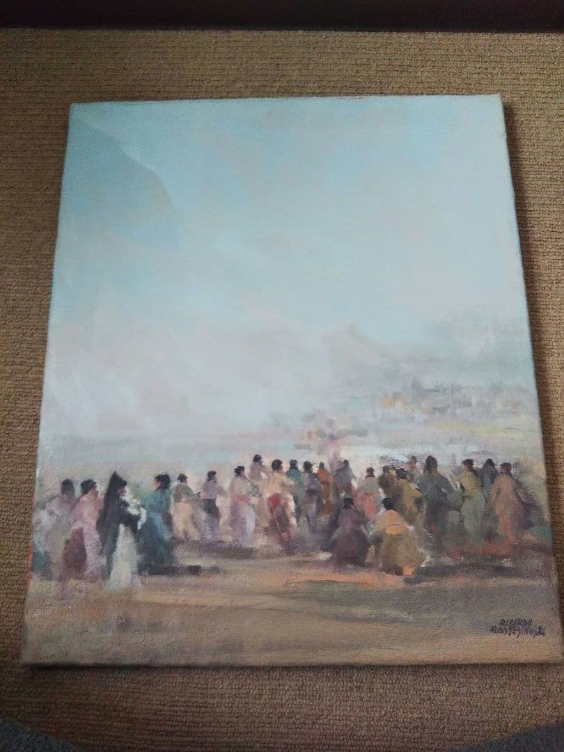 リカルド・モンテシノス 【 パレハの行列】スペイン 油彩 署名有 1984年