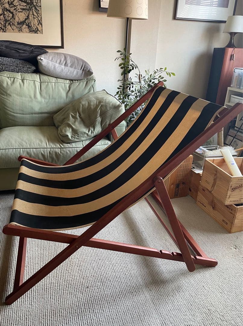 ★ フランス製　天然木　デッキチェア　　　リクライニングチェア　ガーデンチェア