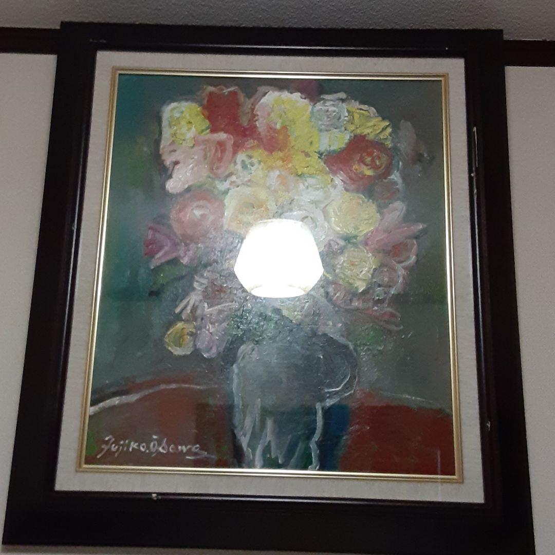 ❤大澤 扶二子 絵画(❁ᴗ͈ˬᴗ͈)薔薇油彩F８号