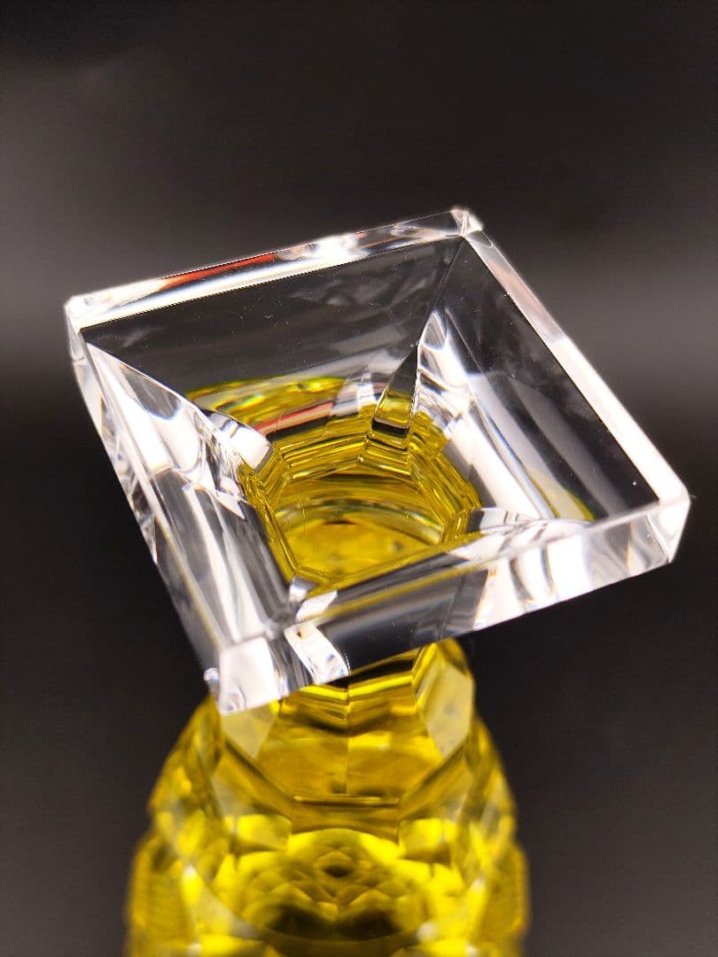 【未使用・SHIMADZU刻印有】薩摩切子 黄 脚付杯