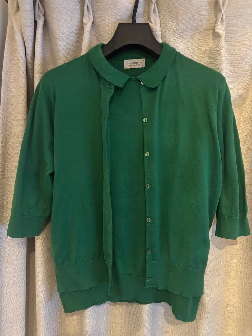 ジョンスメドレー 半袖ニットアンサンプル グリーン 海島綿　イギリス製　極美品