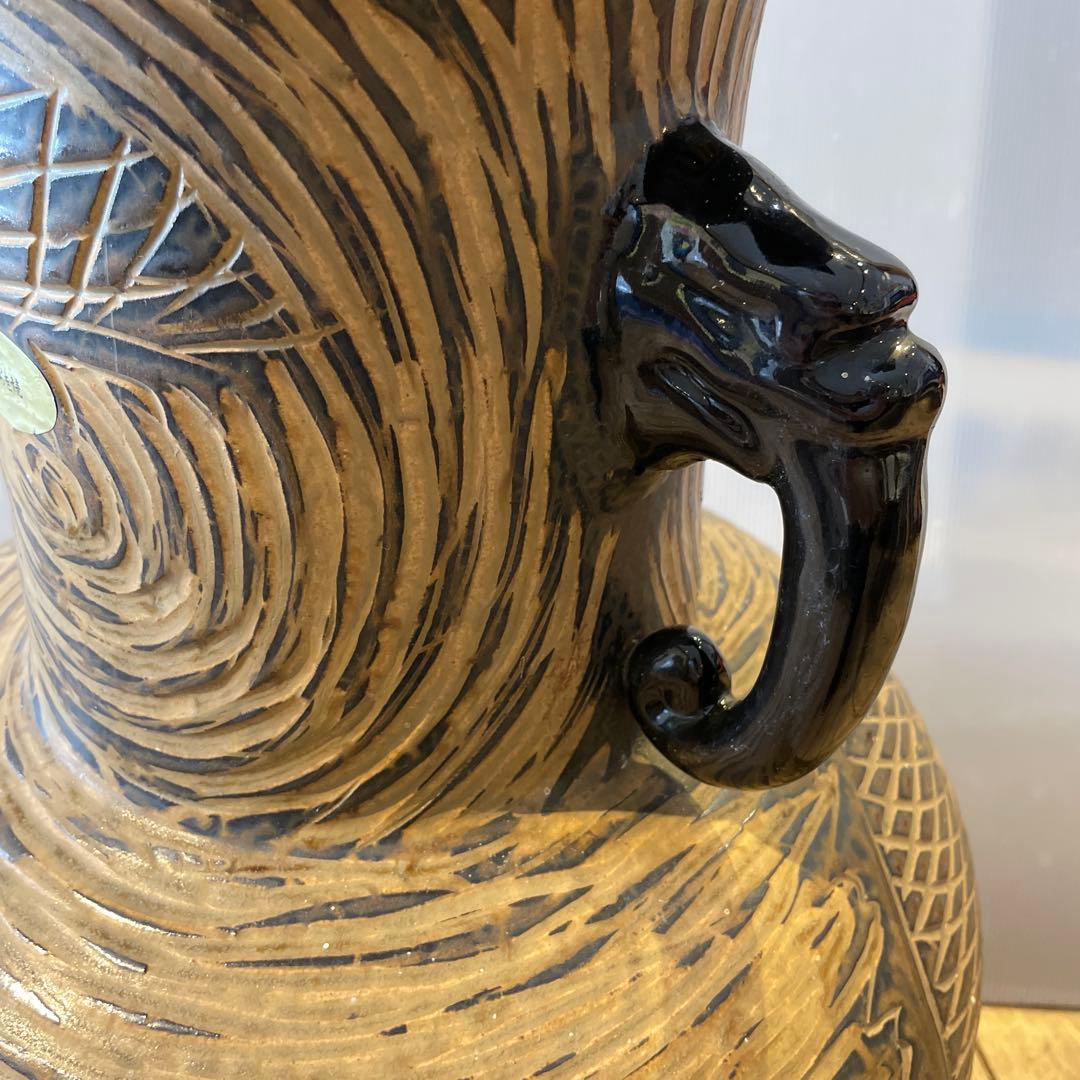 志がらき焼　飾り壺・双耳壺・花器・インテリア・大きいサイズ