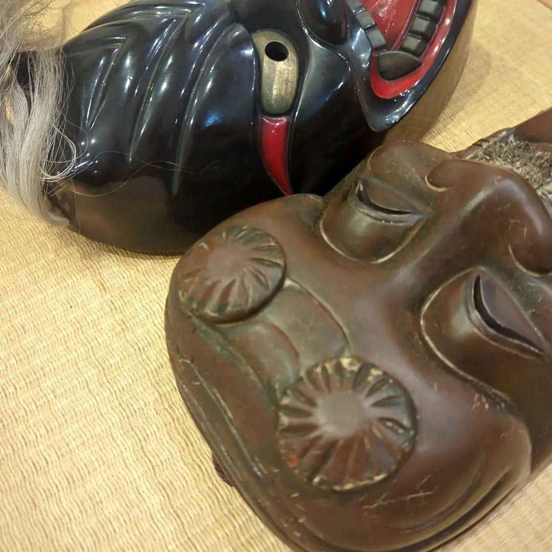 『伝統工芸品　能面 2点セット』浮立面（ふりゅうめん）と翁（おきな）