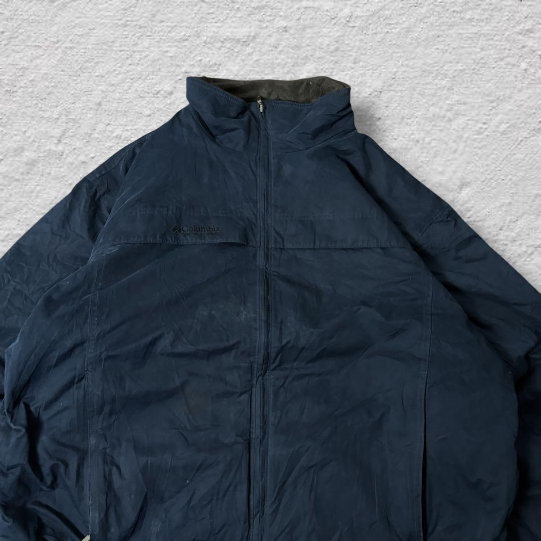 コロンビアウォームアップジャケット90s古着vintageシェルドシンチラ紺XL