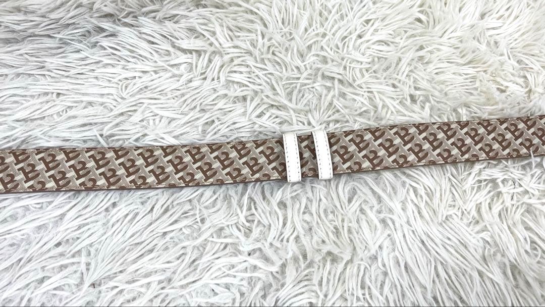 極美品‼️ BALLY リバーシブルベルト ロゴ金具　ゴールド金具　総柄　Bロゴ