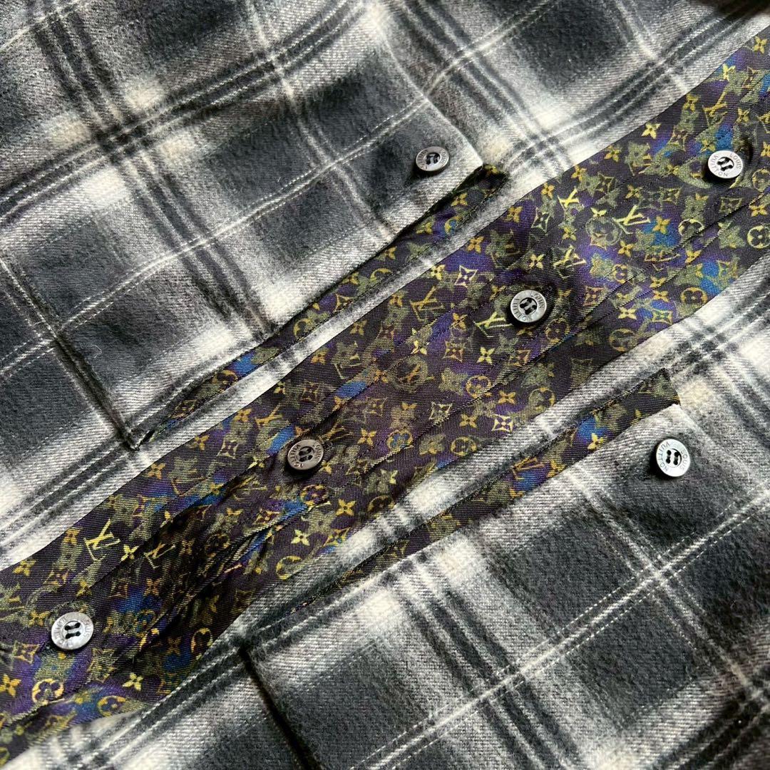 LOUIS VUITTON チェック モノグラム ウエスト絞り シャツワンピース