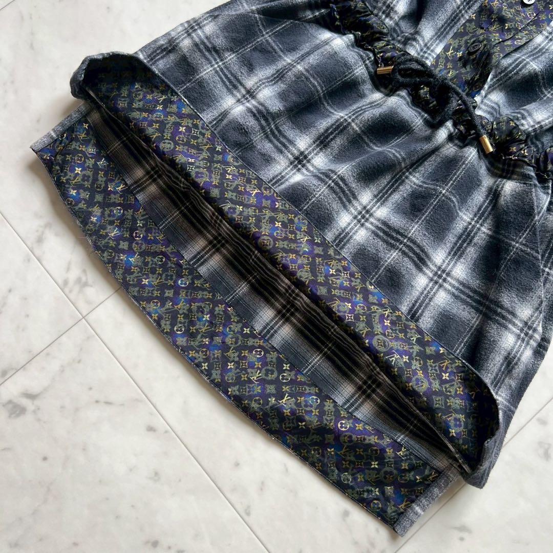 LOUIS VUITTON チェック モノグラム ウエスト絞り シャツワンピース