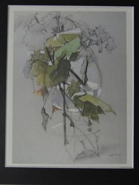 小磯良平、【葡萄 】、希少な限定額装用画集画、新品高級額 額装付、状態良好