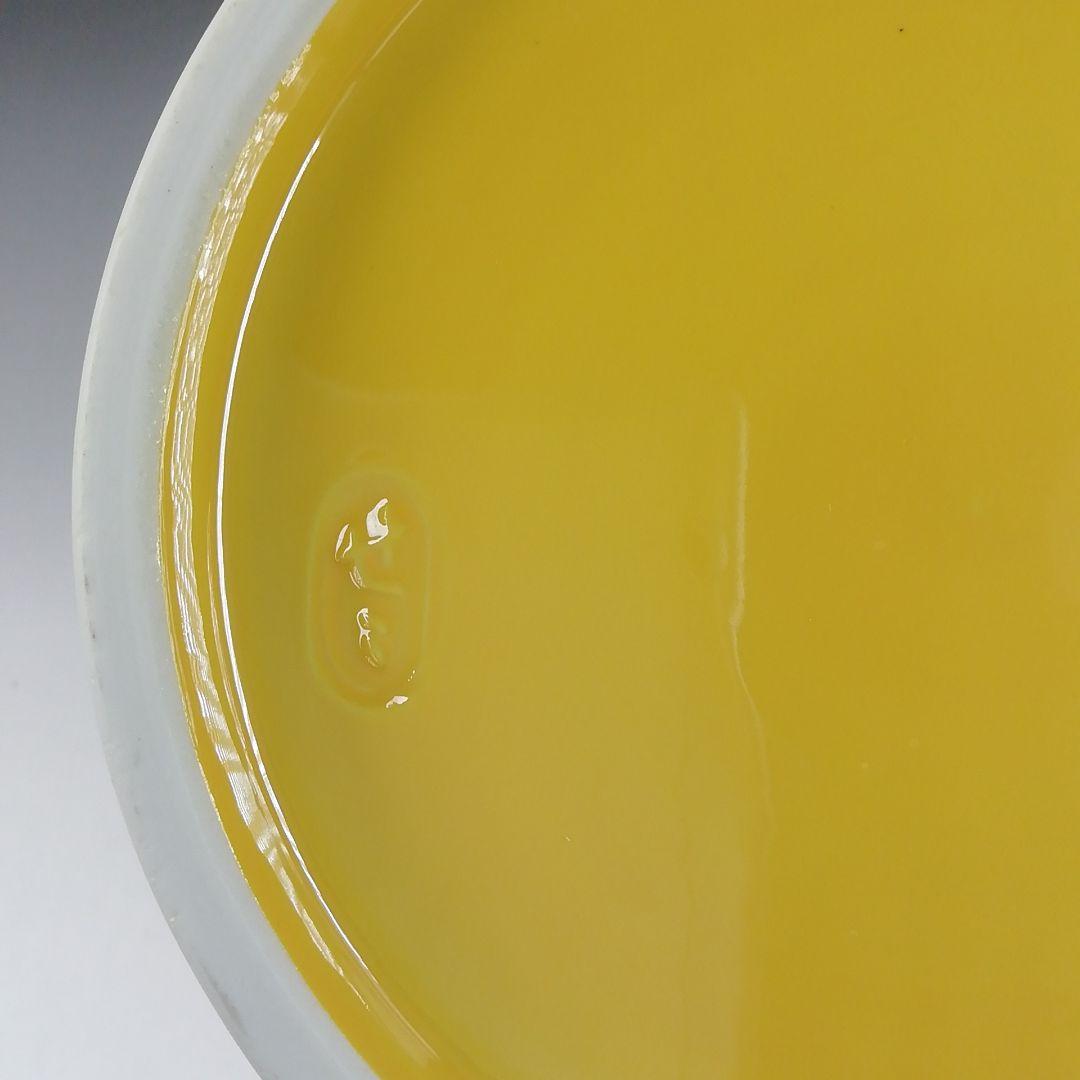 Ｔ７２０　水指　『黄交趾　棒の先』『膳所焼』『淡海ぜぜ陽炎園 造』　共箱　茶道具