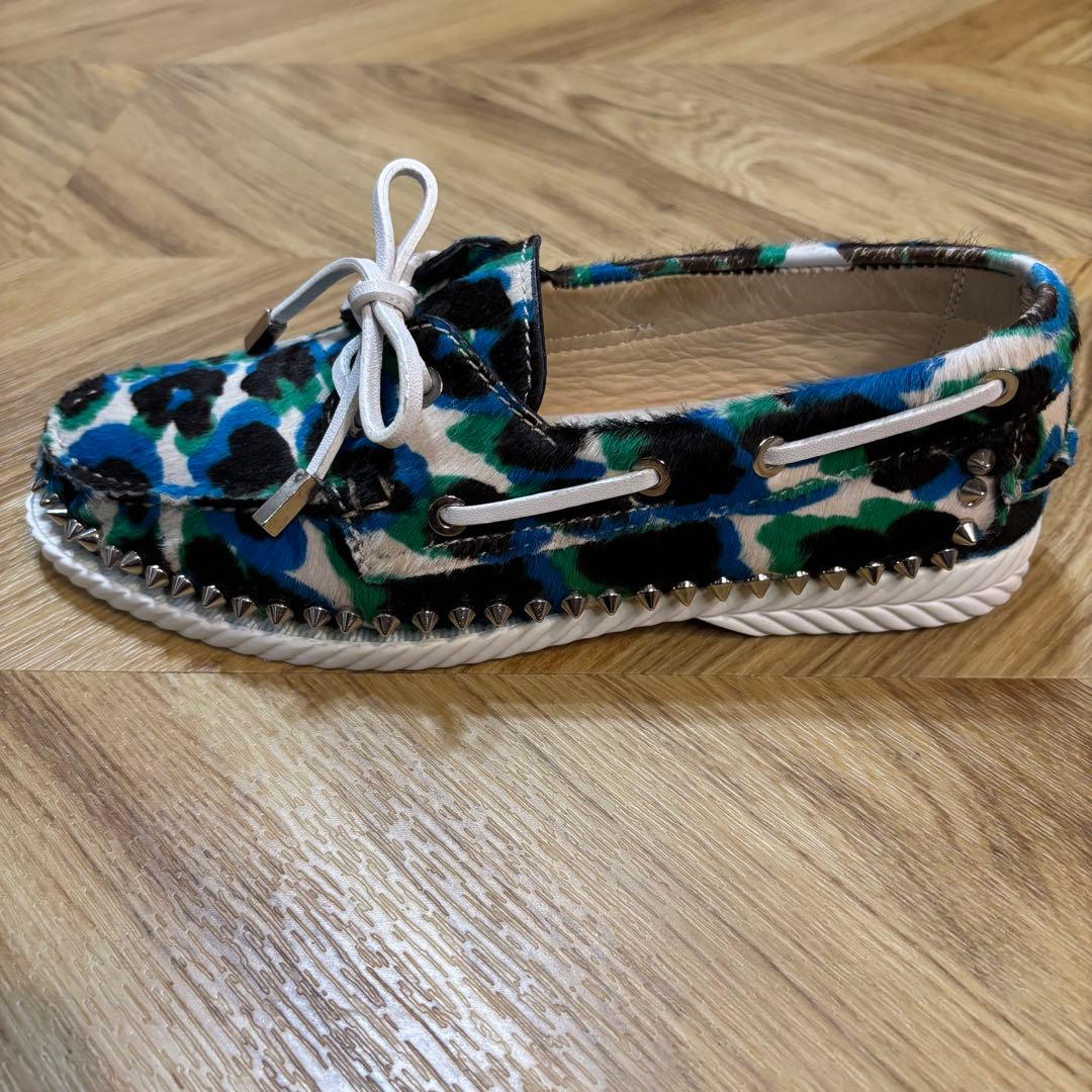 【美品】クリスチャンルブタン ヒョウ柄 ハラコ ローファー 約24cm 赤ソール