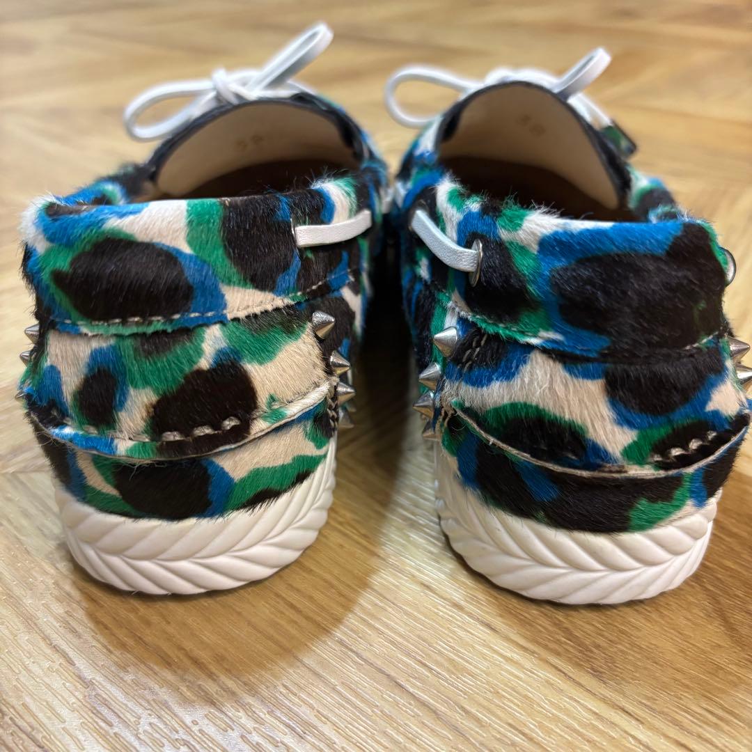 【美品】クリスチャンルブタン ヒョウ柄 ハラコ ローファー 約24cm 赤ソール