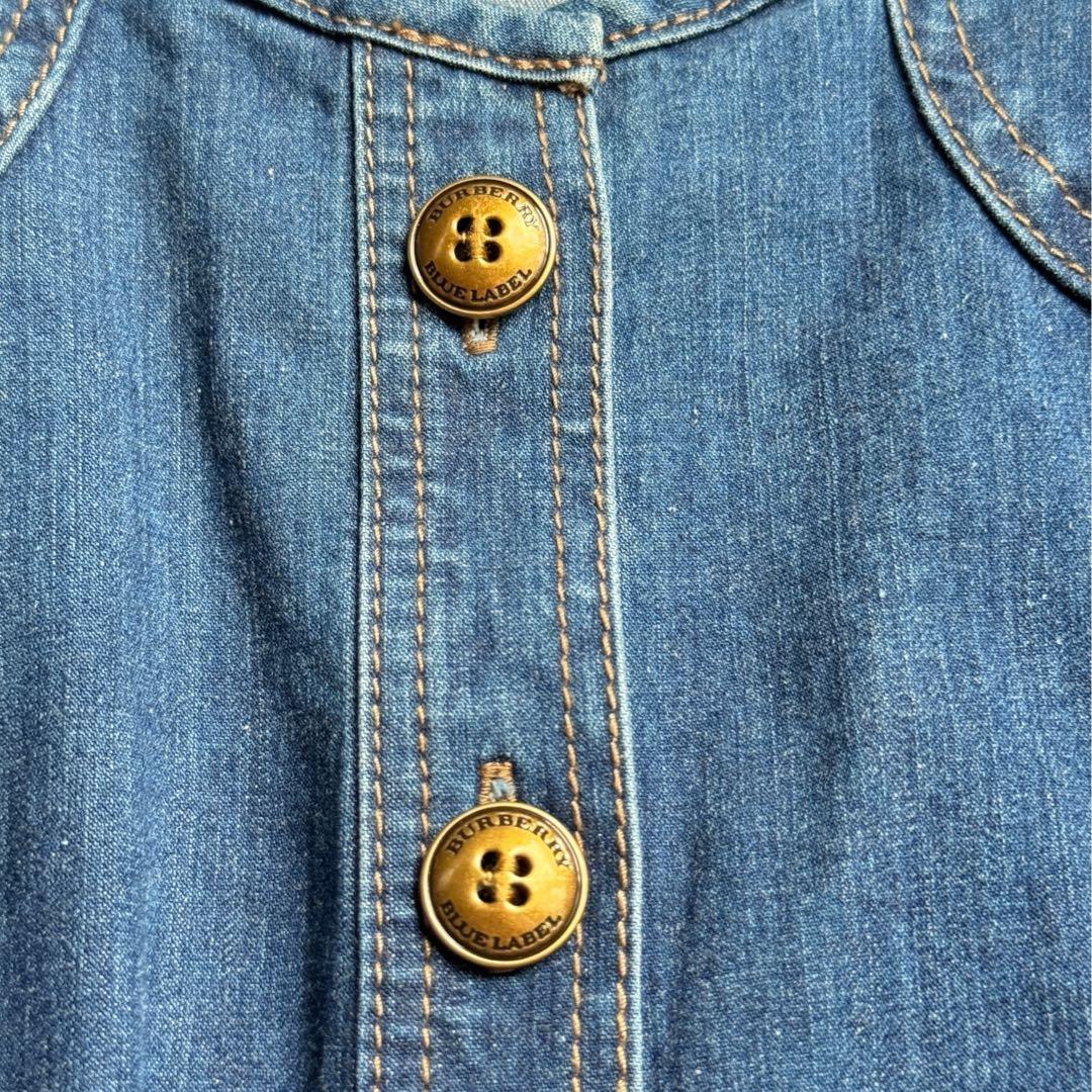 バーバリーブルーレーベル デニムワンピース ノバチェック ベルト Aライン M