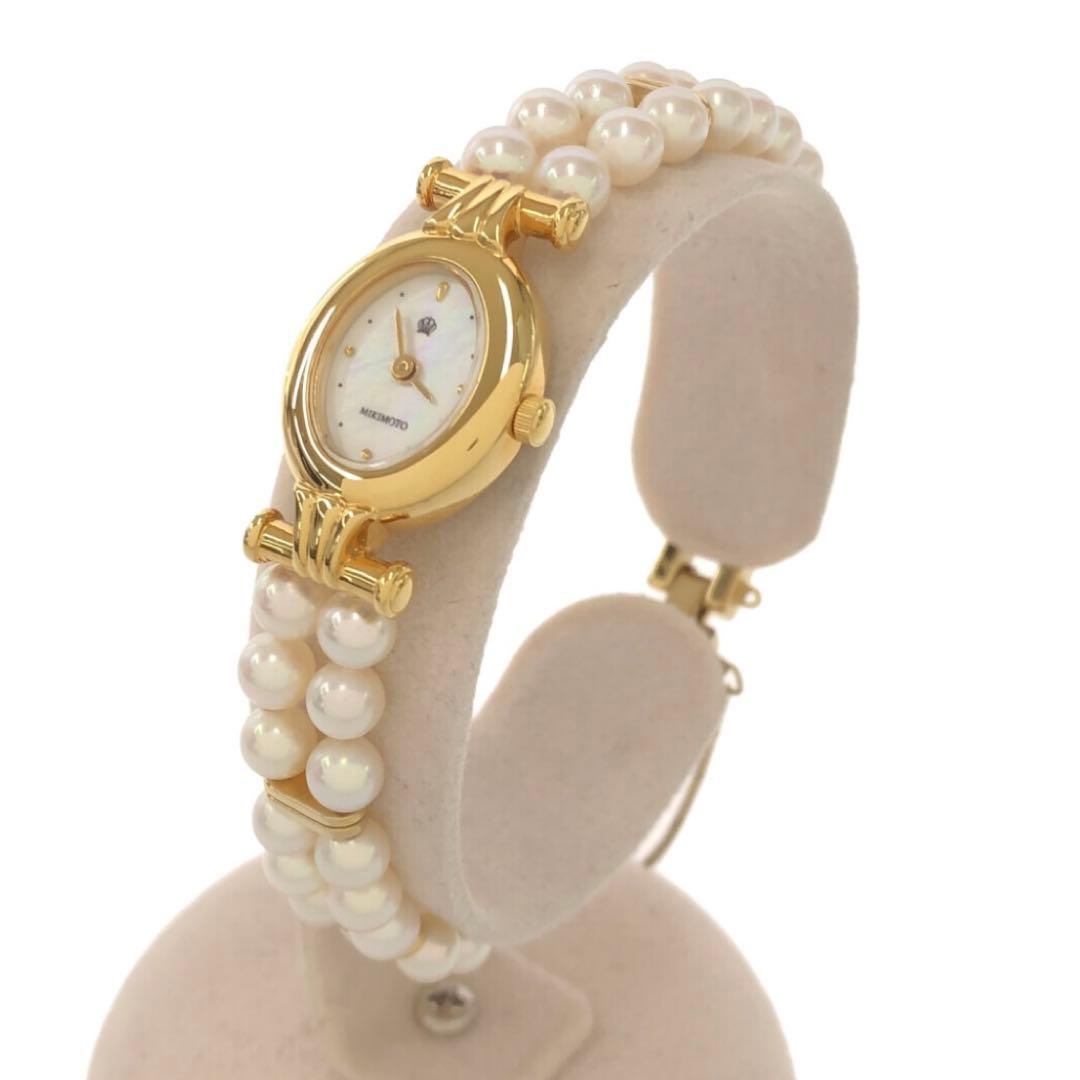 ミキモト パール ブレスレット 腕時計 JAL限定 シェル文字盤 稼働品