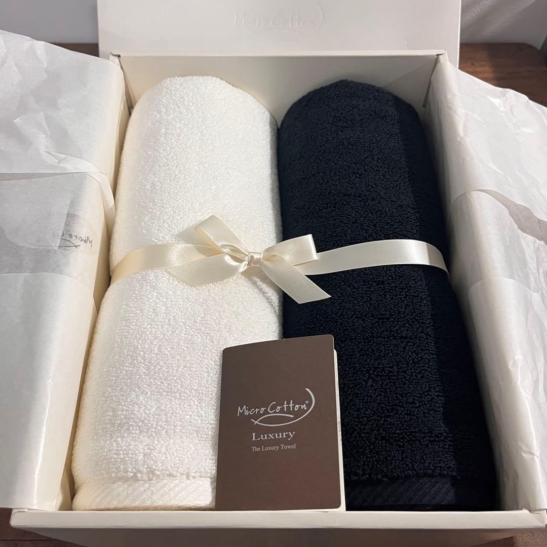 Moor Cotton luxuryバスタオル 白と黒2枚セット