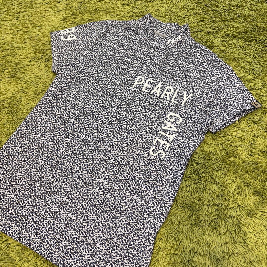 24年 パーリーゲイツ PEARLYGATES 半袖モックネック 総柄 サイズ0