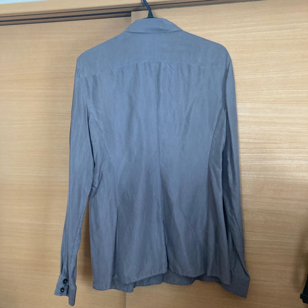 ジョルジオアルマーニ　44 グレー シルク　長袖ボタンシャツ　ブラウス