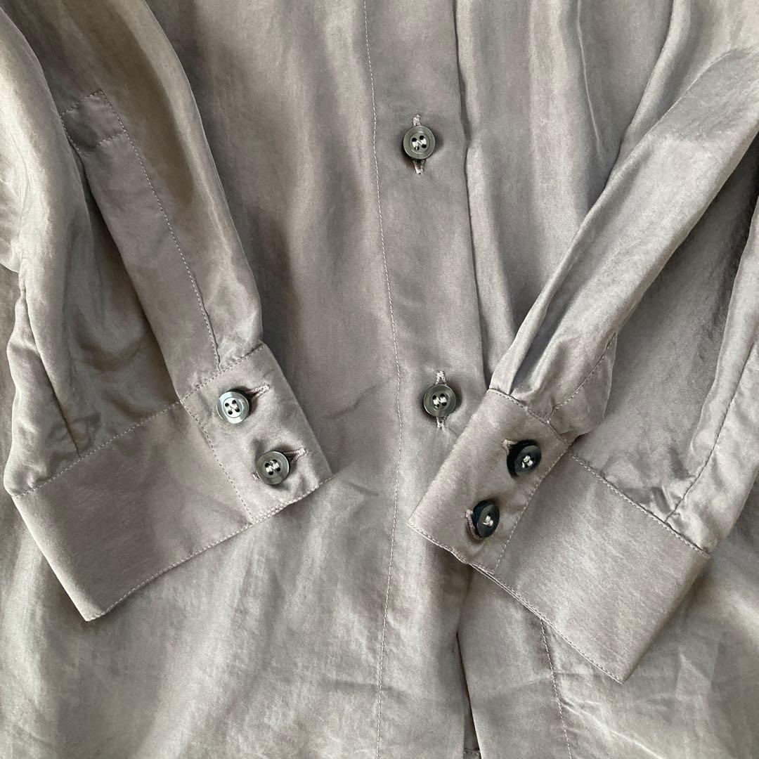 ジョルジオアルマーニ　44 グレー シルク　長袖ボタンシャツ　ブラウス