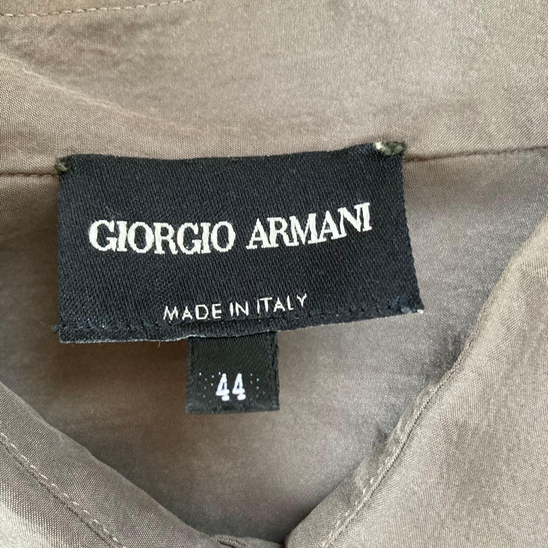 ジョルジオアルマーニ　44 グレー シルク　長袖ボタンシャツ　ブラウス