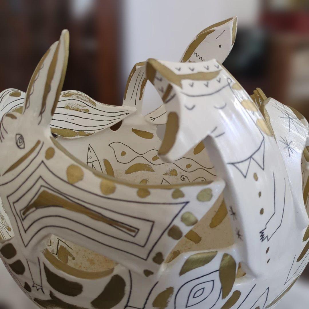 レトロ　オブジェ　手描き　作家　物入れ　ディスプレイ　アート