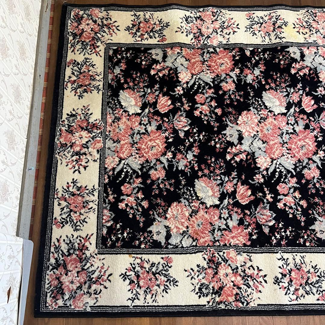 【アンティーク】昭和レトロ 花柄 絨毯 カーペット ラグマット 古道具 古民家