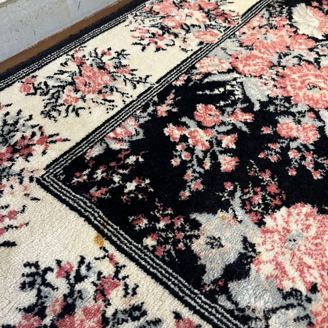 【アンティーク】昭和レトロ 花柄 絨毯 カーペット ラグマット 古道具 古民家