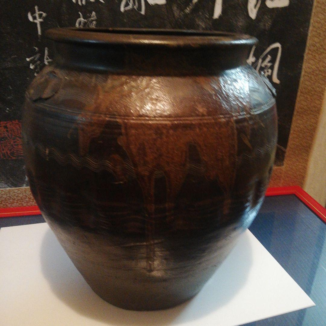 確認用追加画像江戸時代旧家蔵出し時代古陶磁器器傘立て等風流な景色用かめ壺