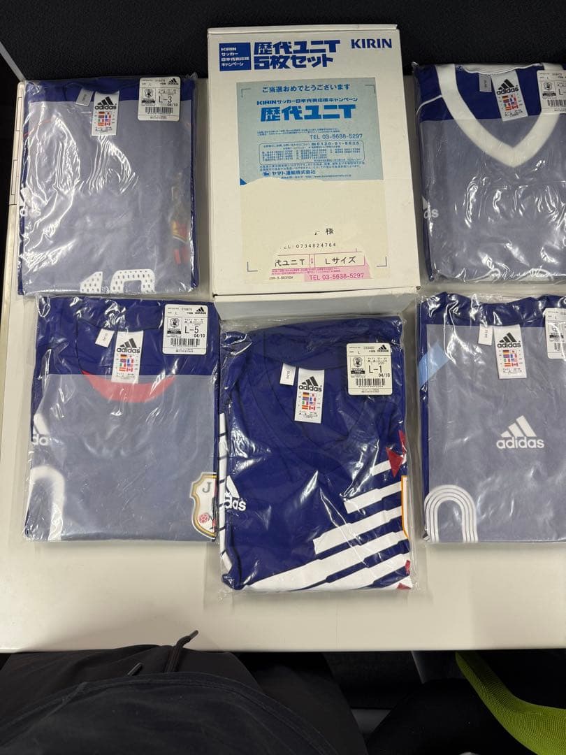 非売品　キリン　サッカー　日本代表応援キャンペーン　歴代ユニT 5枚セット　L