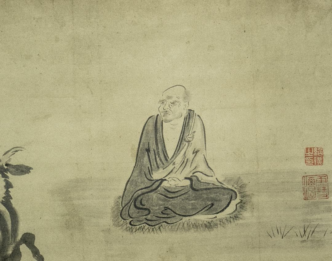 掛軸-1545　臨済宗妙心寺派 511世　雪潭紹璞　画　牧牛図　印刷工芸