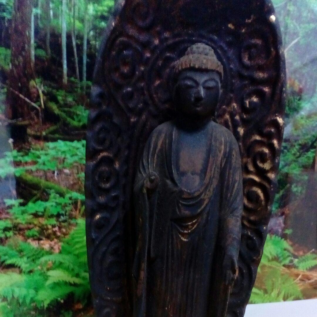 江戸時代２５０～３５０年前頃ケース入備前備中國武家旧家蔵出阿弥陀如来木彫仏当時物