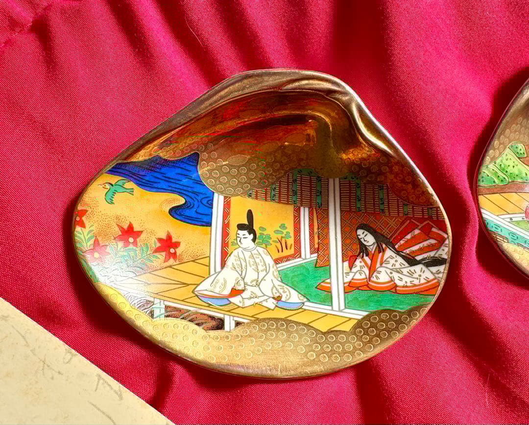 早い者勝ち！　6枚セット　源氏物語 貝絵皿 貝合わせ ボーンチャイナ ひな祭り