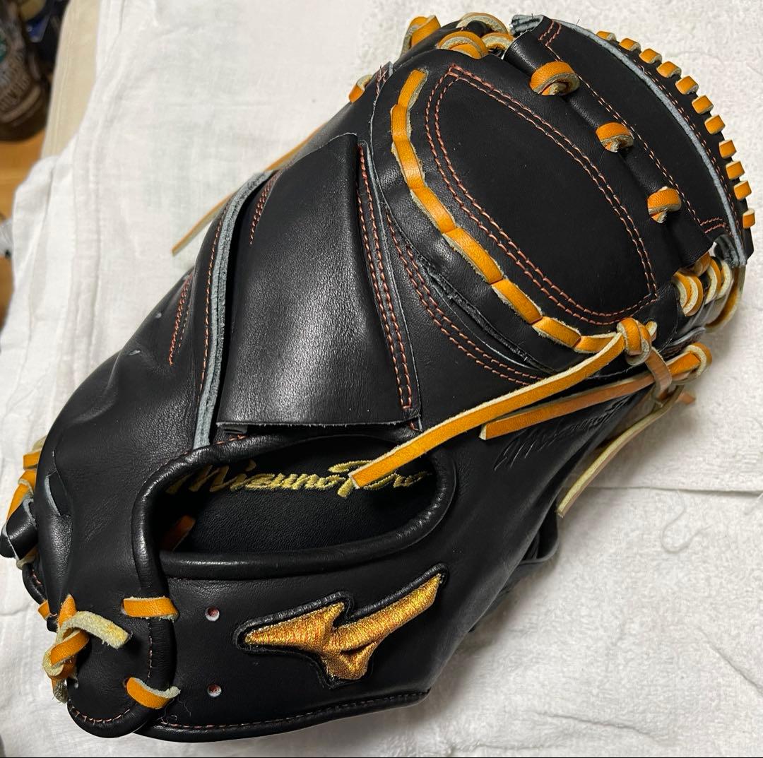 Mizuno 軟式キャッチャーミット 黒/オレンジ