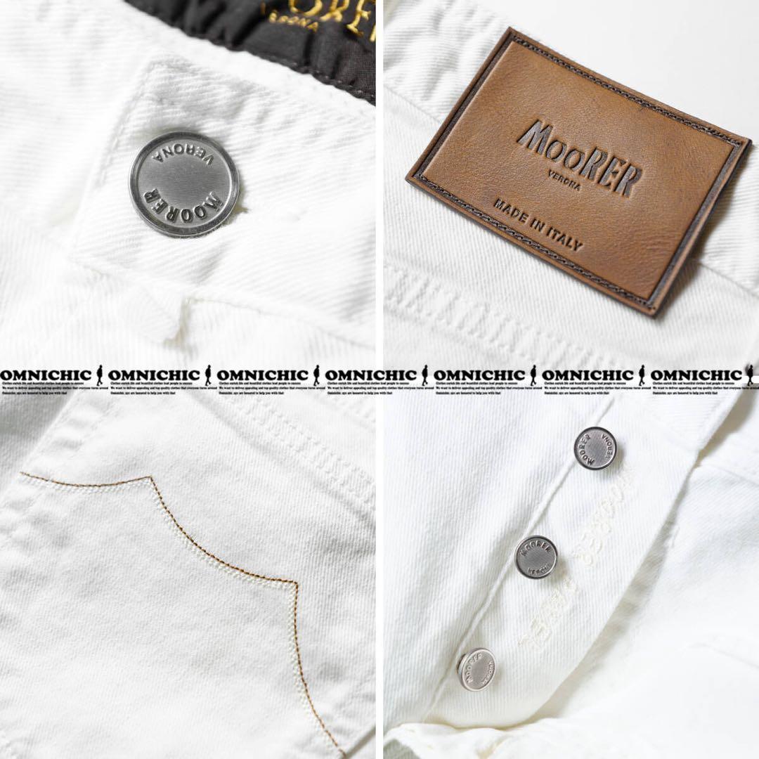 LEON記載MOORERムーレーPAVEL ホワイトストレッチデニム33/W88