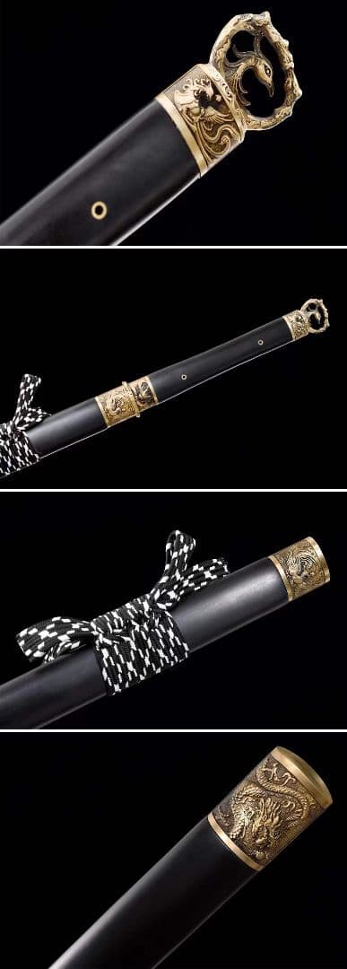 竜鳳唐横刀（烏木焼刃金） 古兵器 武具　刀装具　日本刀　模造刀 居合刀 長尺